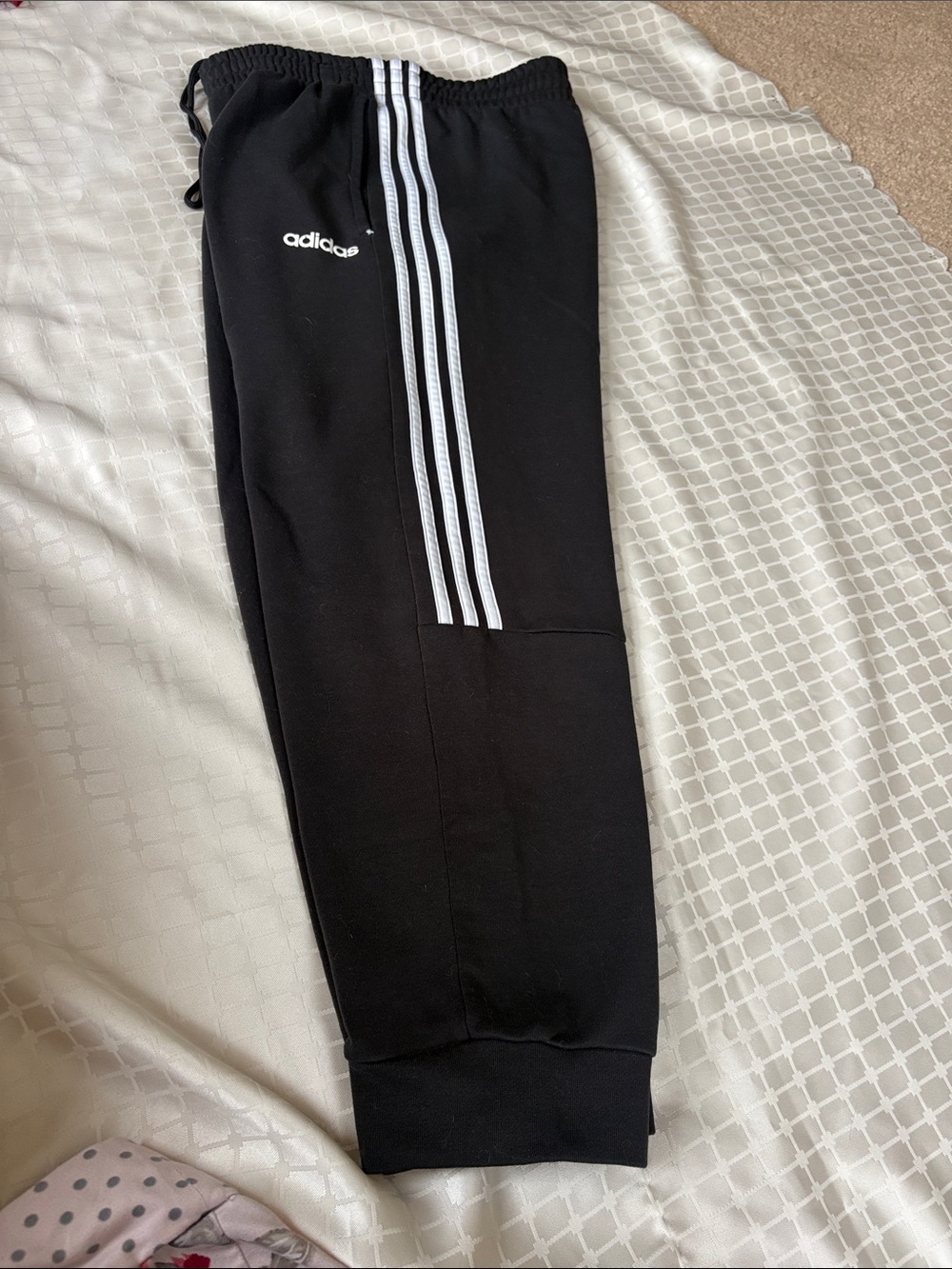 adidas Black Jogger Sweatpants with White Side Stripes